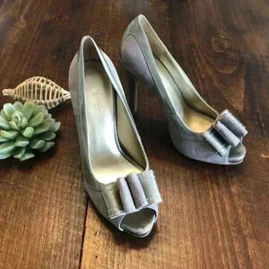 Nine West | Open-toe Faux Suede Heels w/Bow